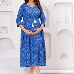 Meeranshi Printed Cotton Maternity Maxi Ethnic Dress-picture-15
