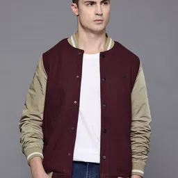 Allen Solly Stand Collar Varsity Jacket-image-65