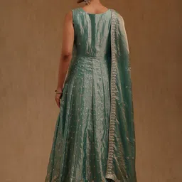 Soch Women Embroidered V-Neck Flared Maxi Gown Dress With Dupatta image 2