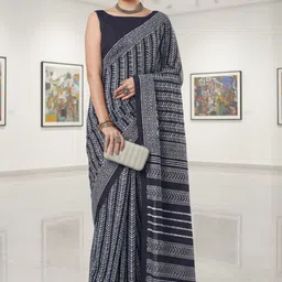 Anouk Rustic Ethnic Motifs Silk Blend Handloom Dabu Saree-image-88