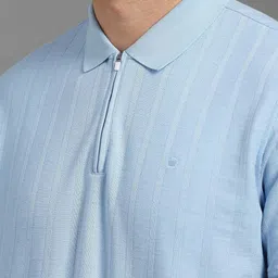Louis Philippe Men Self Design Polo Collar Cotton Slim Fit T-shirt image 3