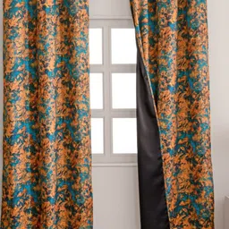 HOMEMONDE Teal & Orange Set of 2 Black Out Long Door Curtain-picture-33