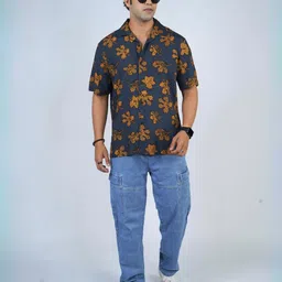 Eszett Floral Printed Short Sleeves Pure Cotton Shirt-picture-12