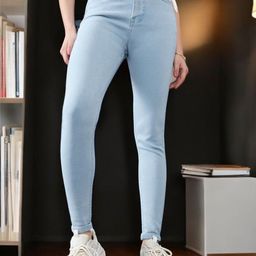 DOLCE CRUDO Women Skinny Fit High-Rise Slash Knee Stretchable Jeans-picture-32