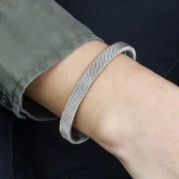 VAGHBHATT Stainless Steel Sterling Silver Cuff Bracelet image 2