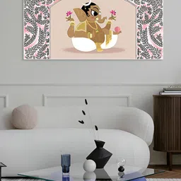nestroots Brown & Pink Ganpati In Elegance Canvas Painting Wall Art-picture-41