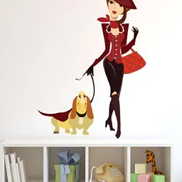 LANSTICK Maroon & Black Girl With Dog Wall Sticker-picture-15