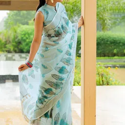 KALINI Floral Printed Muga Saree image 4