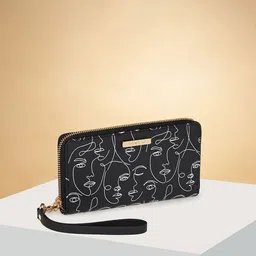 Forever Glam by Pantaloons Women Abstract Printed Leather Zip Around Wallet image 1