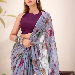 LOOKNBOOK ART Floral Printed Brasso Saree image 5