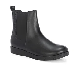 GARDIN Women Blsck Synthetic Leather Casual Platform-Heeled Regular  Boots-image-3