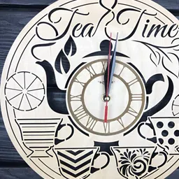 QEZNEF Brown & Black Graphic Printed Round Analogue Wooden Wall Clock-picture-15