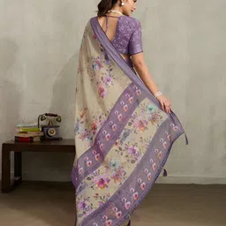 100 Dreams Floral Printed Zari Designer Saree image 5