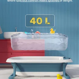 StarAndDaisy Blue & White Anti Slip Foldable Bath Tub image 3