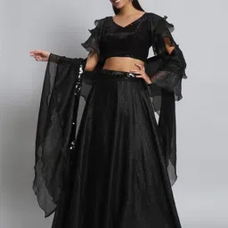 shyama creations Embellished Ready To Wear Net Lehenga & Blouse With Dupatta-picture-39
