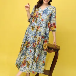 RANGRIWAZ Women Cotton Floral Fit & Flare Dress-picture-33
