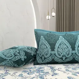 Pure Decor Blue & White Ethnic Motifs 350 TC Queen Bedsheet with 2 Pillow Covers-picture-24