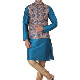 JEXI Men Ethnic Motifs Regular Pure Silk Kurta with Churidar-picture-37