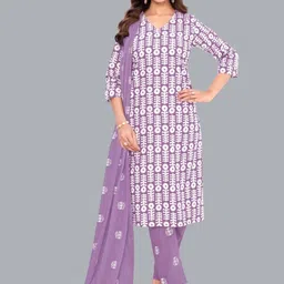 shree jeenmata collection Ethnic Motifs Printed Pure Cotton Kurta With Trousers & Dupatta-image-48