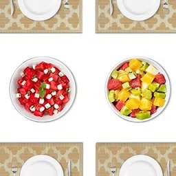 LUXEHOME INTERNATIONAL Gold Toned 6 Pieces Textured Anti-Skid Table Placemats image 5