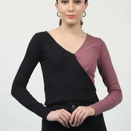 CORSICA Women Colourblocked Cotton Wrap Crop Top-image-29