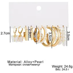 Celestria Set Of 5 Artificial Beaded Circular Shaped Hoop Earrings image 4