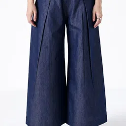Muvazo Elev Women Relaxed Baggy Cotton Wide Leg Trousers-image-44