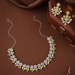 Anouk Silver-Plated American Diamond Studded Jewellery Set image 3