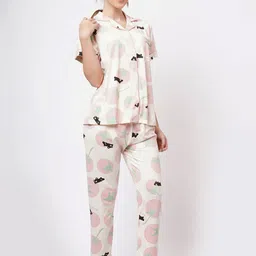 ADDYVERO Women Graphic Printed Lapel Collar Shirt & Pyjamas-image-38