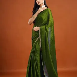 LOROFY Beads and Stones Embroidered Border Pure Silk Bomkai Silk Saree image 4