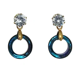 FEMMIBELLA Circular Gold-Plated Drop Earrings image 5