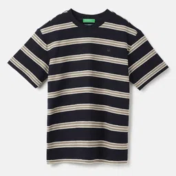 United Colors of Benetton Boys Striped V-Neck Pure Cotton Pockets T-shirt-picture-40