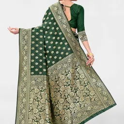 SANISA Ethnic Motifs Zari Silk Blend Handloom Saree image 2