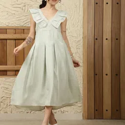 SANAITA CREATIONS Women Flutter Sleeve Ruffled Fit & Flare Midi Dress image 3