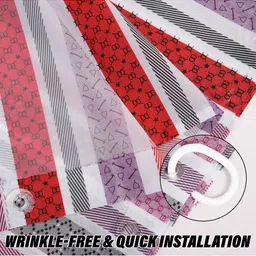 Aura Curtains Red & Pink Striped Black Out Window Curtain image 5