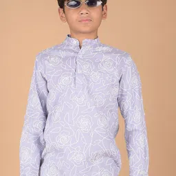 Crimsoune Club Boys Floral Printed Thread Work Kurta-picture-51