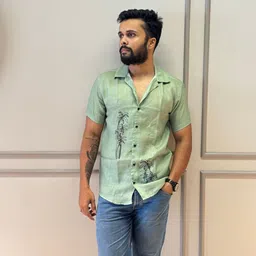 TATER GARMENTS Men New Fit Floral Printed Cuban Collar Casual Shirt-image-20