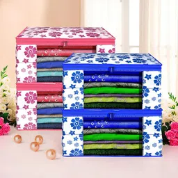 Kuber Industries Pink & Blue 4 Pieces Printed Foldable Drawer Organisers-picture-21