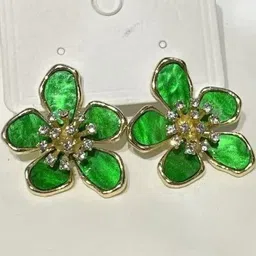 AKISON JEWELS Women Floral Green Studs Earrings-image-61