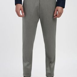 Peter England Men Textured Tapered Fit Formal Trousers-picture-38