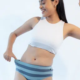 Wear Equal Pack Of 2 Striped Cotton Hipster Briefs 003/BA/P2/BlueStripes/S image 2