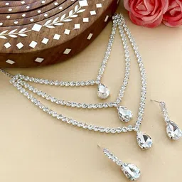 Varnii Silver-Plated Alloy Artificial Stones Jewellery Set-image-1