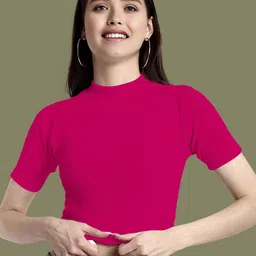 Dream Beauty Fashion Women Solid Fitted Crop Top top-69-bullet-ranipink-picture-25