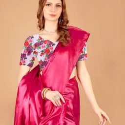 Aruna Sarees Solid Satin Saree image 2