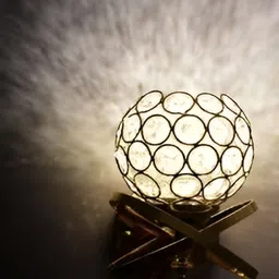 KINIS Gold-Toned Quirky Spherical Shaped Textured Wall Lamp image 2
