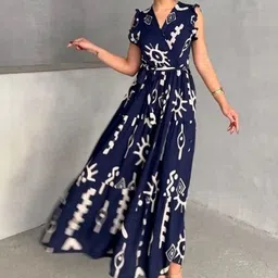 WOCLO ENTERPRISE Print Flutter Sleeve Maxi Dress-picture-28