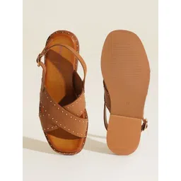 Peach Flores Women Open Toe Flats image 2