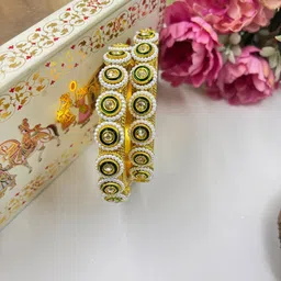 Wedding Chuda by Hitesh Bangles Set Of 2 Stone Studded & Beaded Bangles-picture-50