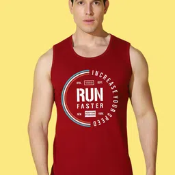 WOOSTRO Pack Of 2 Printed Combed Cotton Gym Vests -VWS26(RUN PEACH)(RUN MAROON) image 4