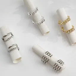 Piu Jewels Set Of 4 Silver-Plated American Diamond Studded Circular Shaped Ear Cuffs-image-38